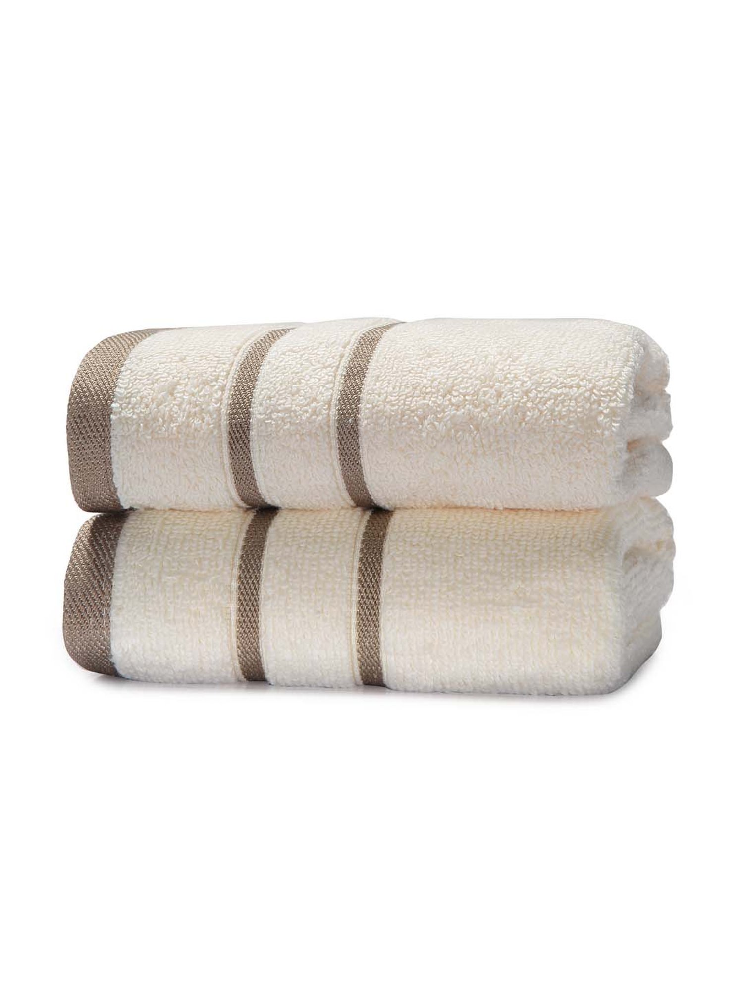 Mark Home 100% Cotton 500 GSM Zero Twist Simply Soft Ivory Hand Towels - Set of 2