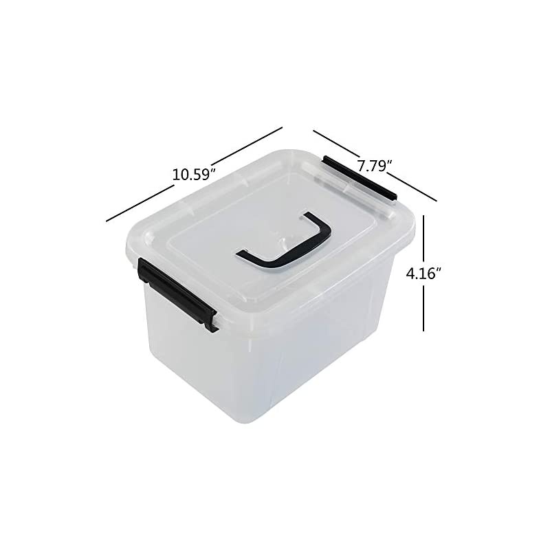 5 Liter Clear Storage Box Containers, 4-Pack Plastic Latching Box with Lid