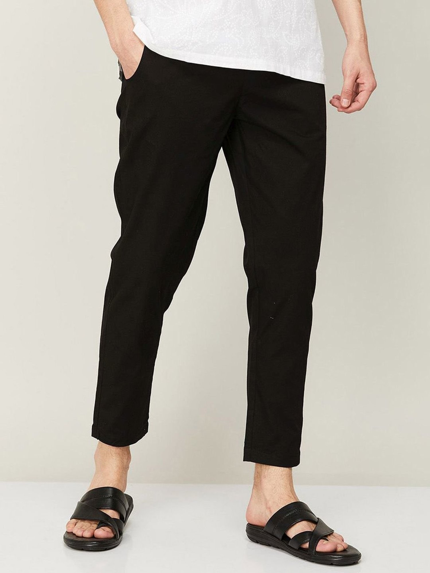 Melange by Lifestyle Black Cotton Regular Fit Churidars