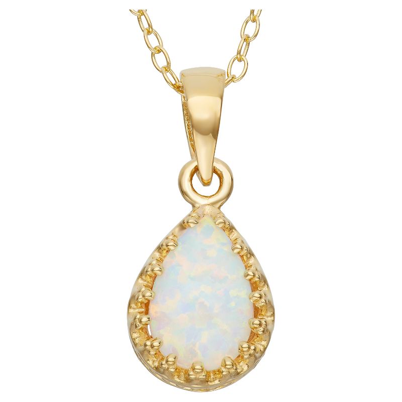 Pear-Cut Opal Crown Pendant in Gold Over Silver