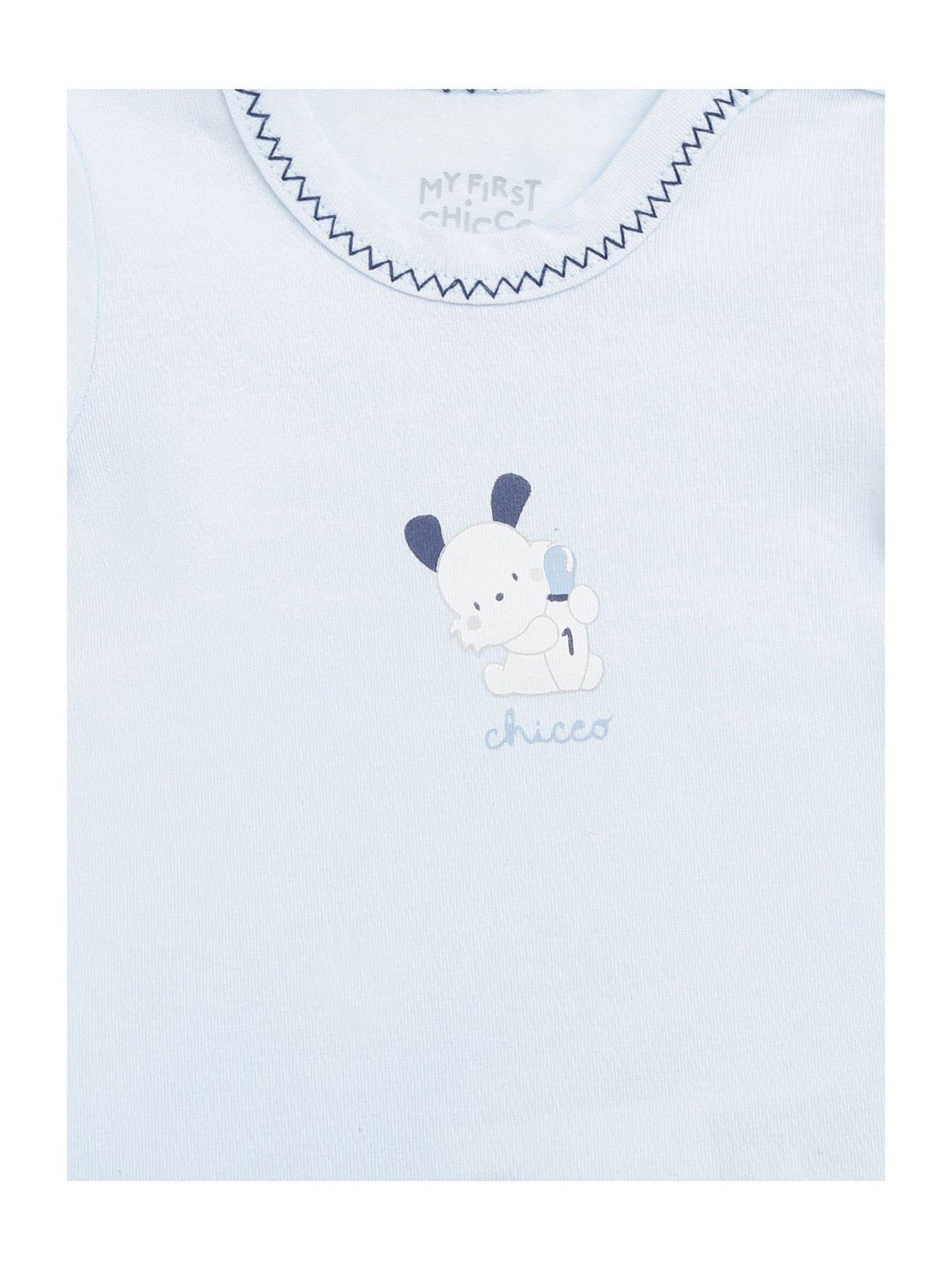 Chicco Kids White & Light Blue Printed Bodysuit (Pack Of 2)