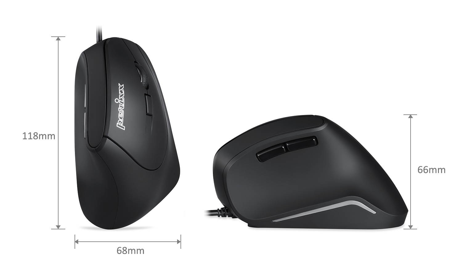 Perixx PERIMICE-804 Ergonomic Bluetooth 3.0 Wireless Vertical Optical Mouse - 6 Buttons, 3 Adjustable (800/1200/1600) DPI - for Windows, Android Tablet and PC - Right Handed - Black -AES 128 bit
