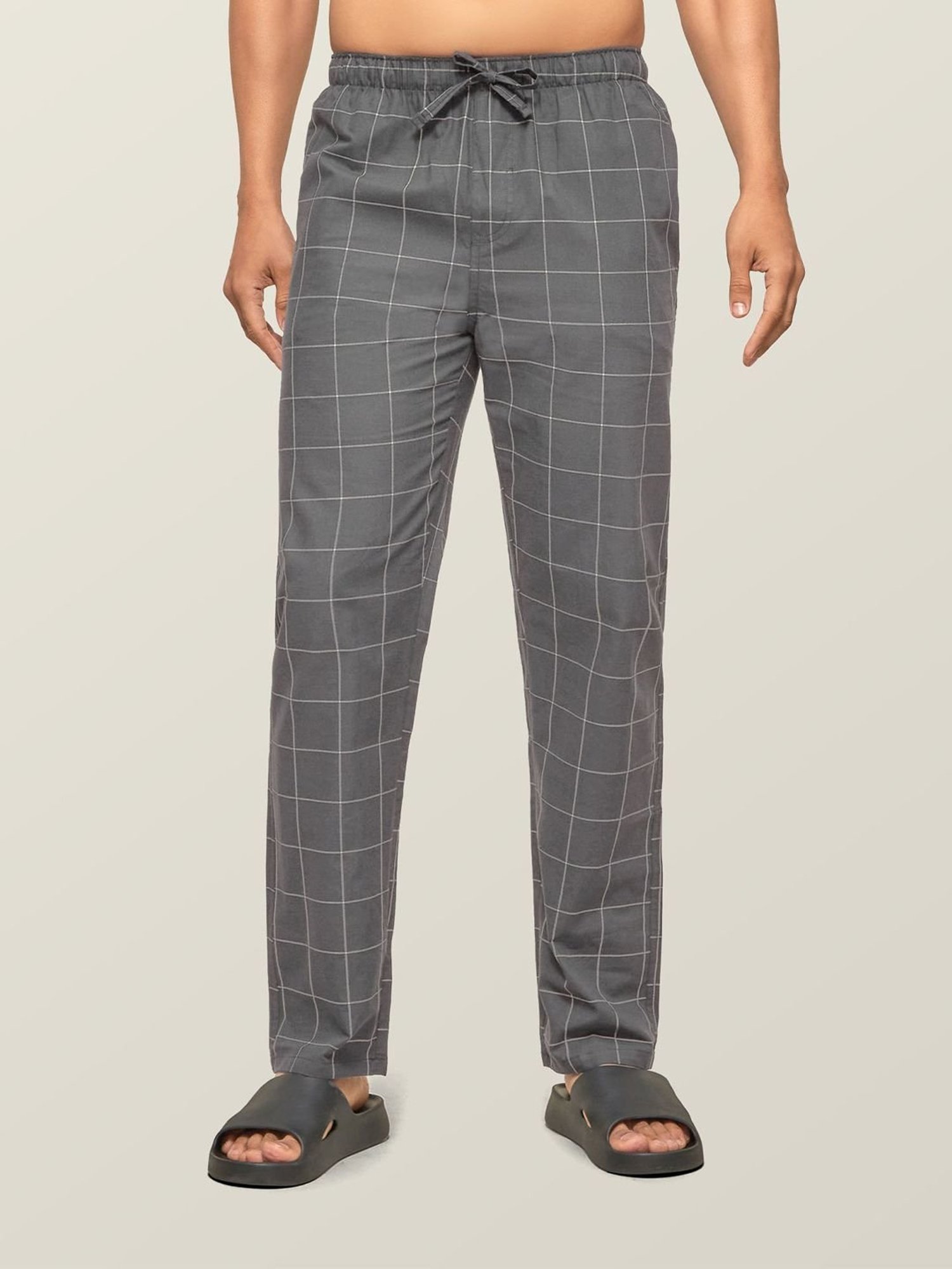 XYXX Grey & Navy Checks Pyjama Pants (Pack Of 2)