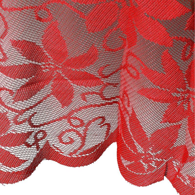 Juvale Red Poinsettia Lace Dining Tablecloth Table Cover for Christmas Party Supplies (72 in Round)