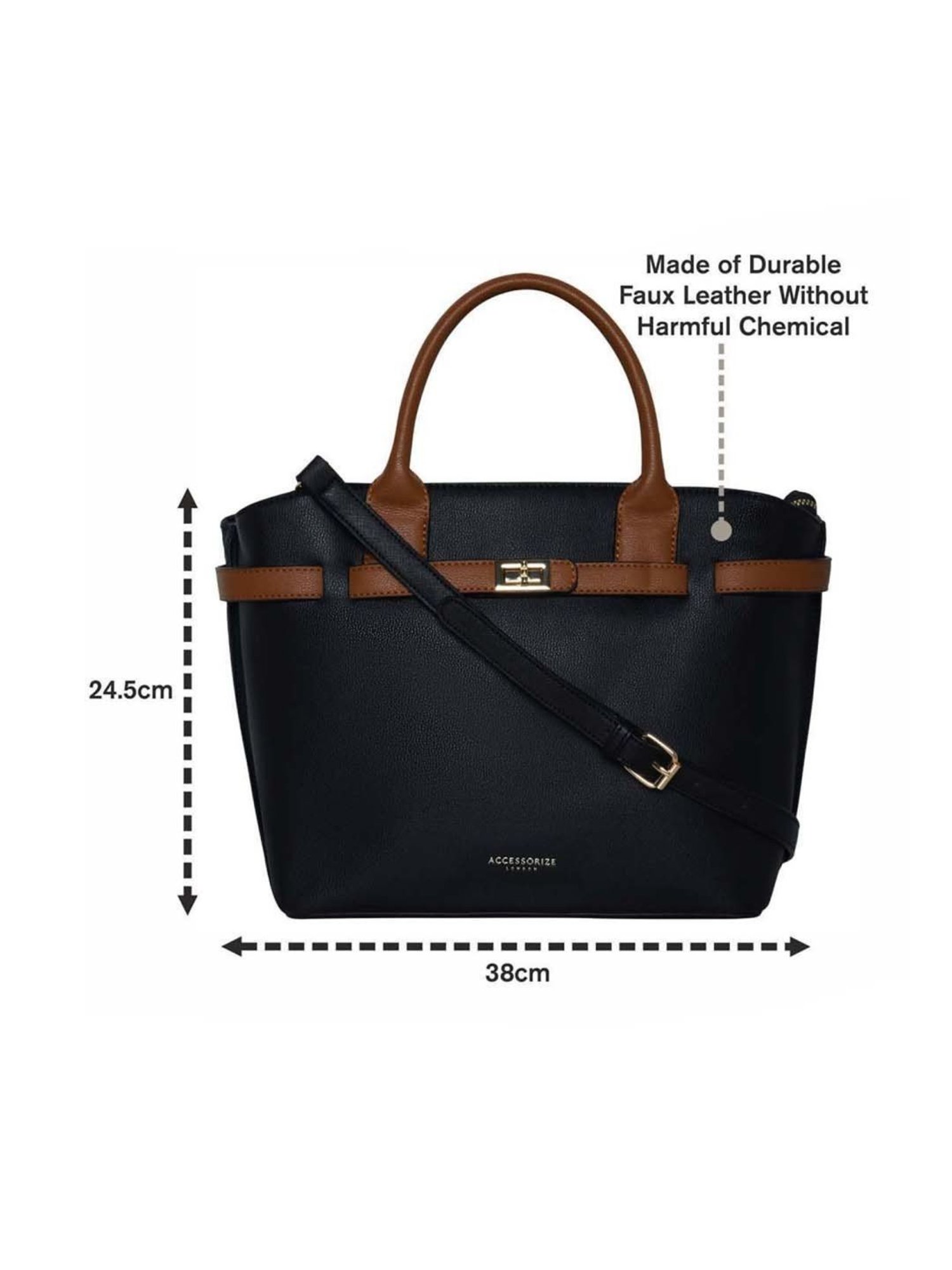 Accessorize London Black Solid Medium Handbag