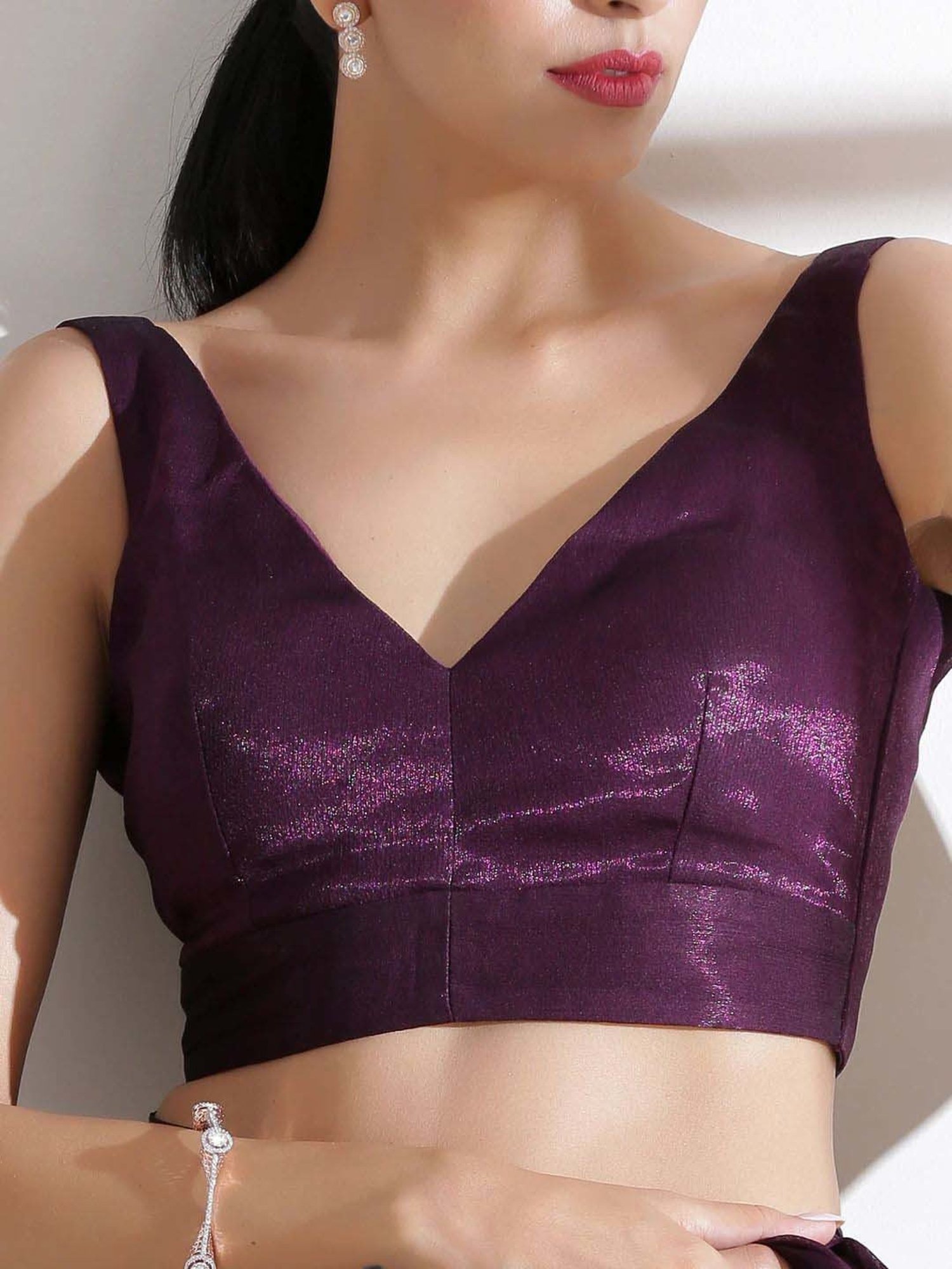 Swtantra Purple Plain Readymade Blouse