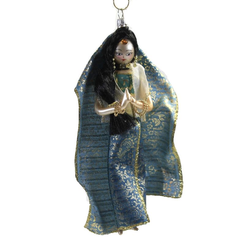 Italian Ornaments 7.0" Aaradhna In Blue Lehenga Choli Ornament Italian Indian Diva  -  Tree Ornaments