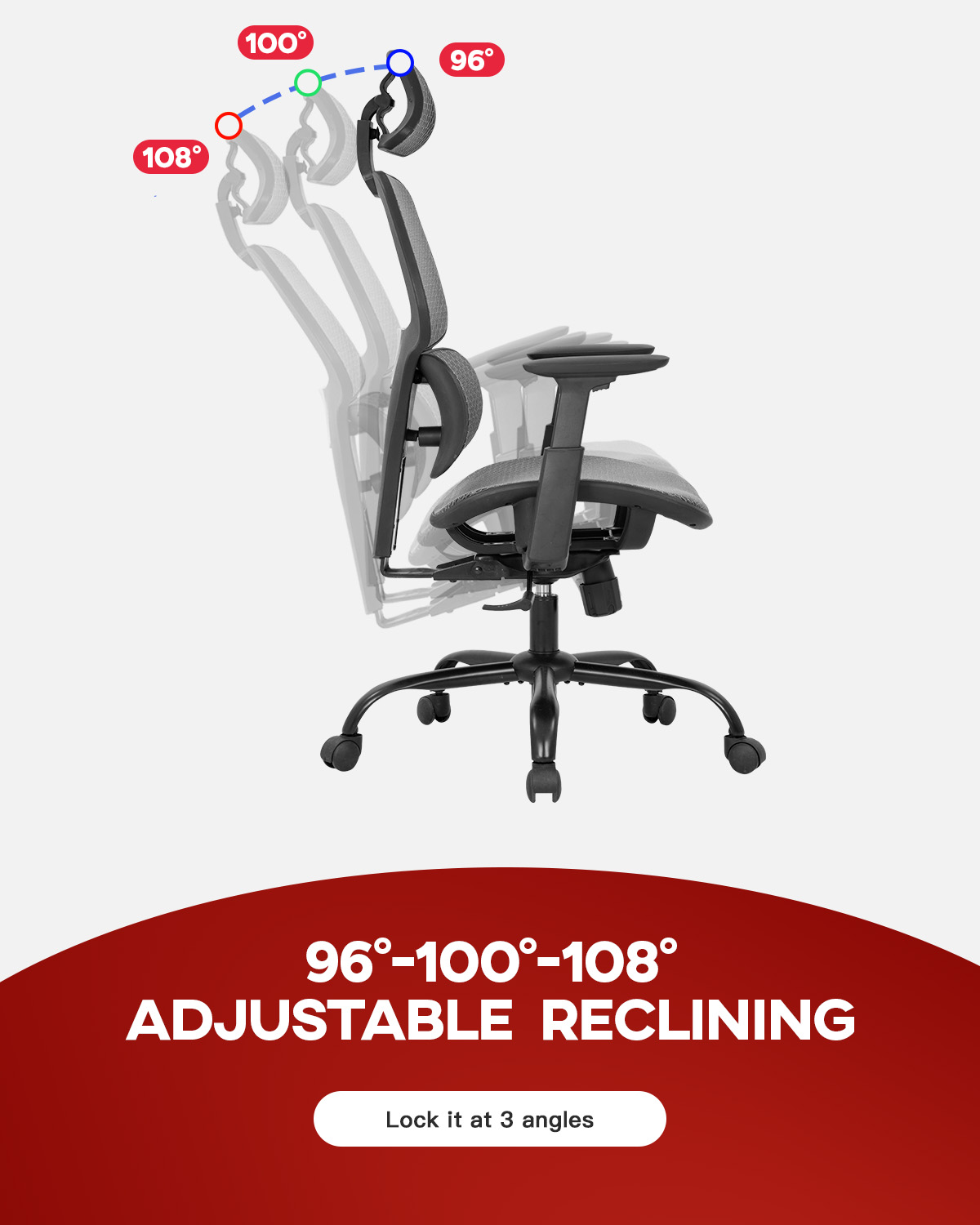 Office Chair Desk Chair Computer Chair with Arms Lumbar Support Swivel Rolling Ergonomic High Back Mesh Task Chair for Men(Grey)