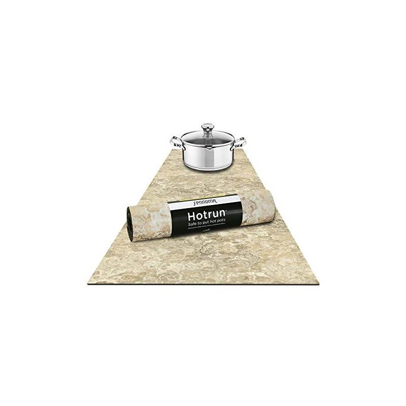Hotrun 2 in 1 Trivet and Decorative Table Runner Handles Heat Up to 356F, Anti Slip, Waterproof, and Convenient for Hot Dishes and Pots (Crame Marble)