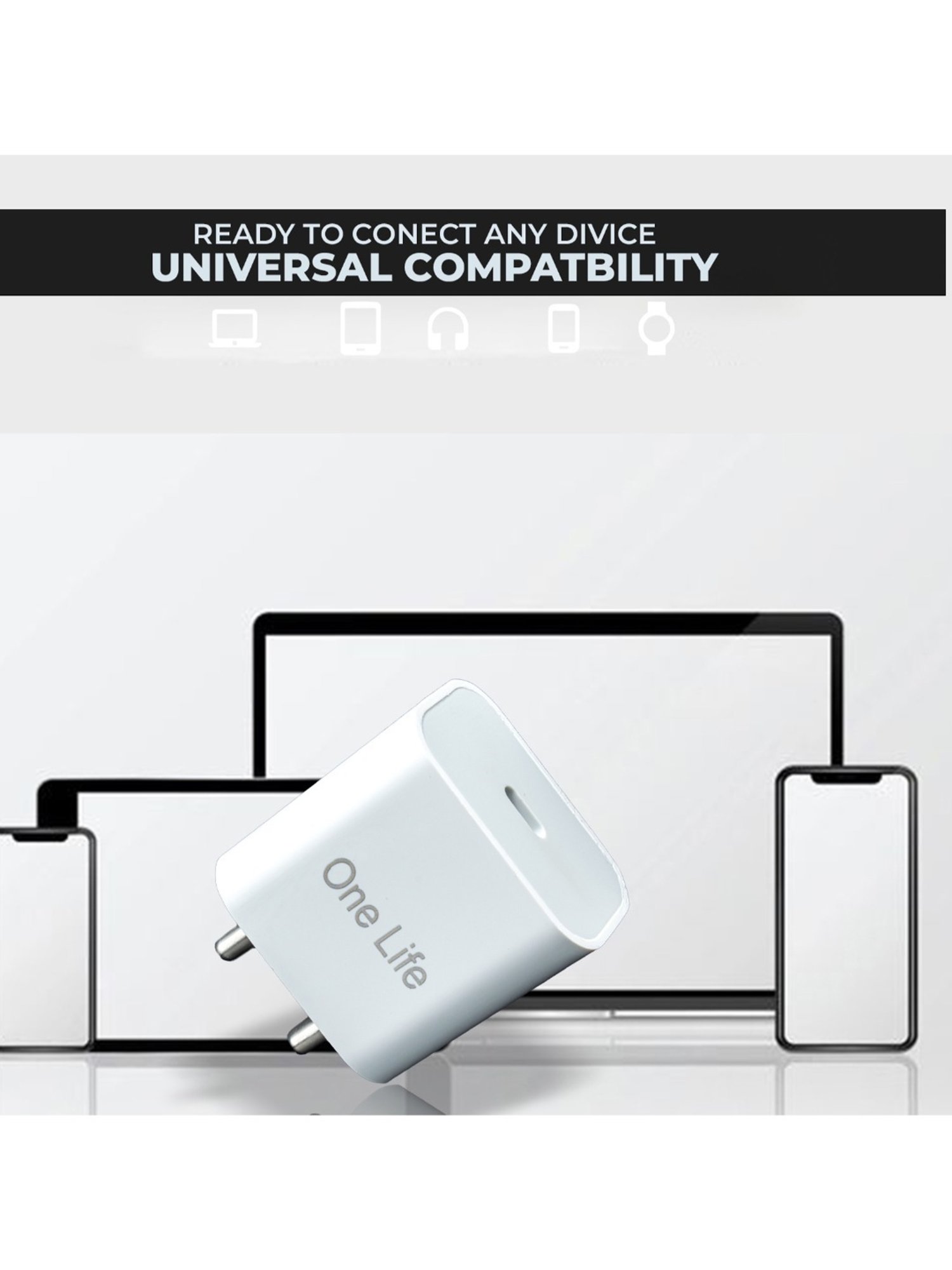 One Life 25W PD Singe Port Fast Charger with Multi-Layer Protection (White)