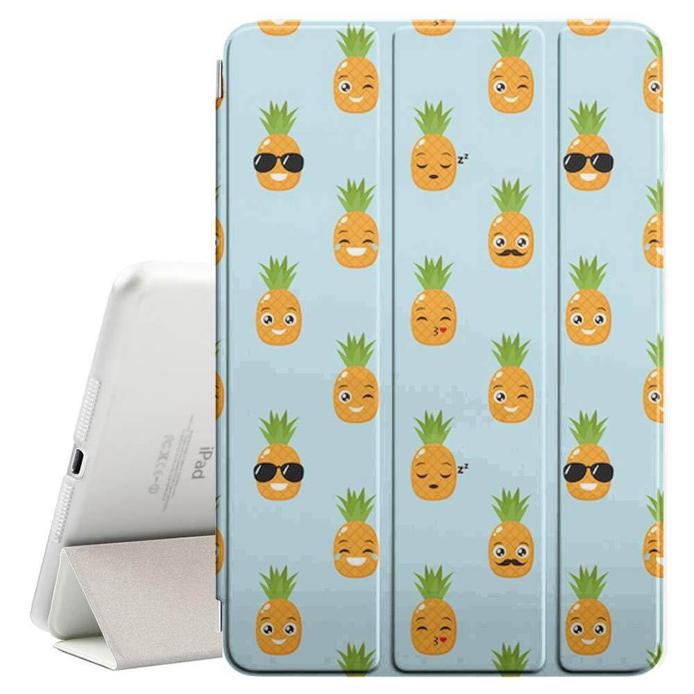 Compatible with Apple iPad Mini 1/2/3 - Leather Smart Cover + Hard Back Case with Sleep/Wake Function (Funny Pineapples)