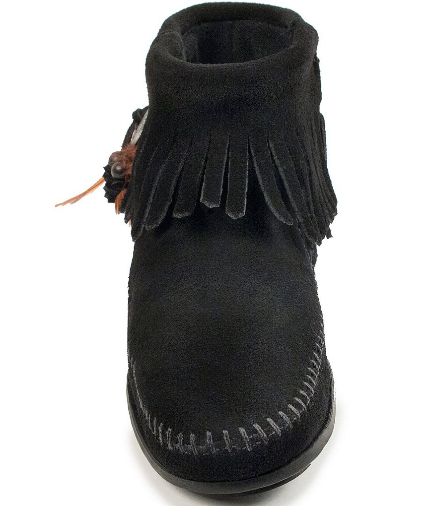 Minnetonka Concho Feather Suede Ankle Booties