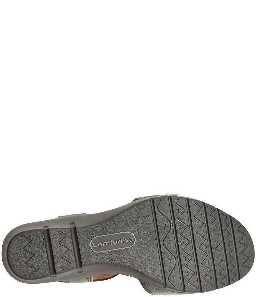 Comfortiva Abria Adjustable Leather Wedge Sandals