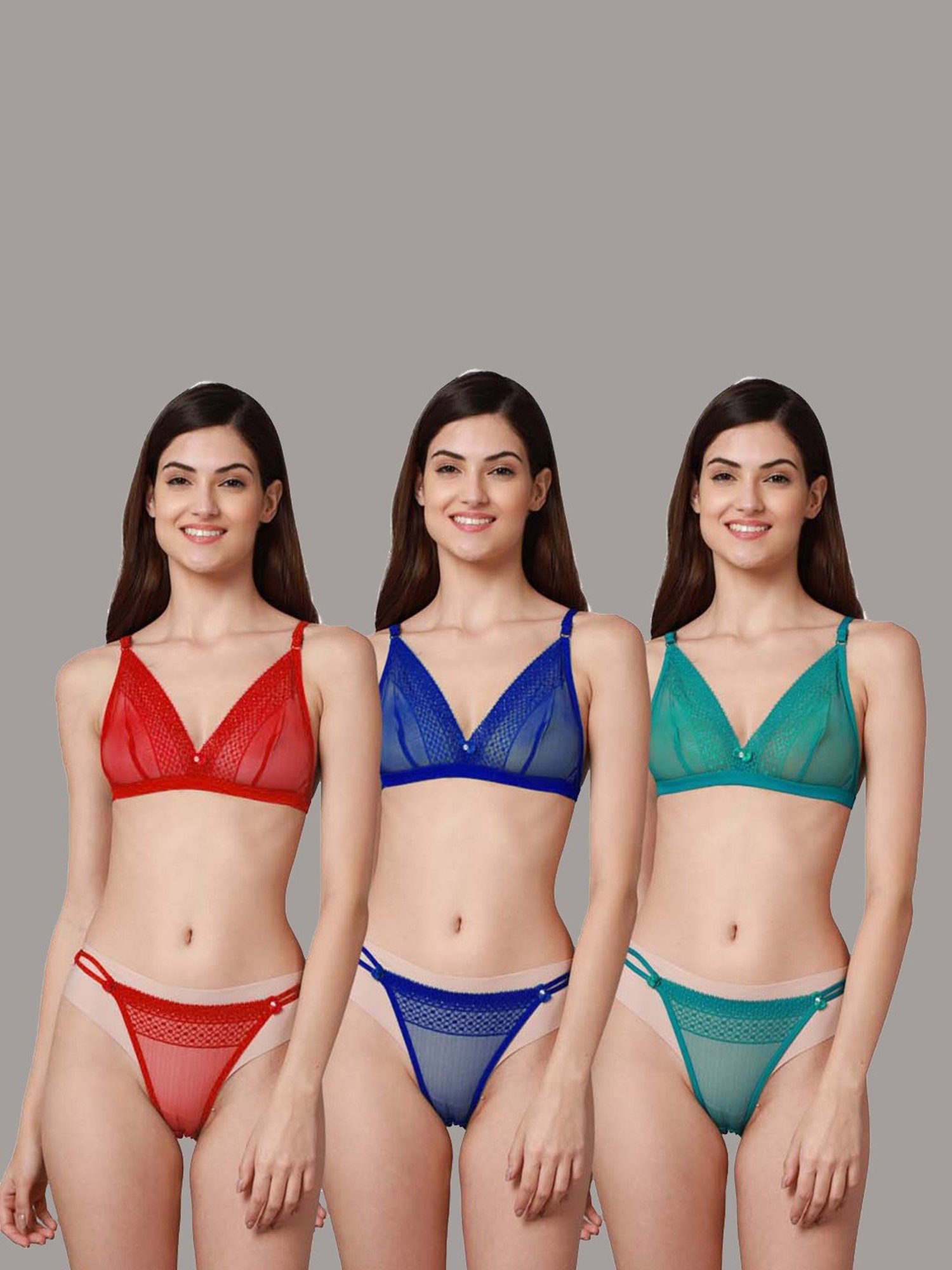 mod & shy Black Self Pattern Lingerie Set