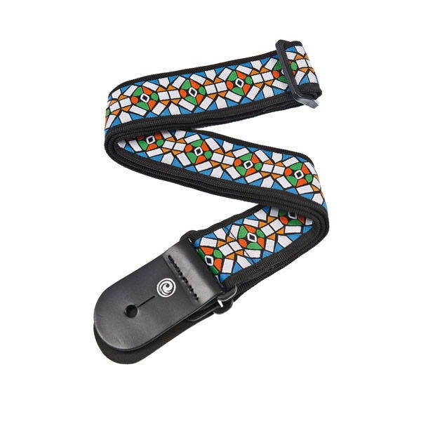 D'Addario Planet Waves Woven Guitar Strap; Stained Glass design