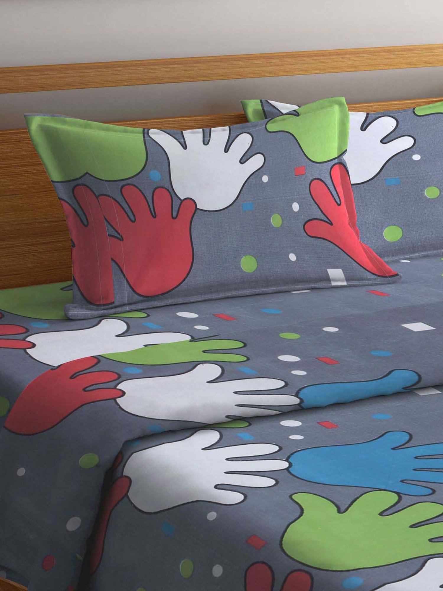 Klotthe Multicolor Cotton 300 TC King Bed Linen Set