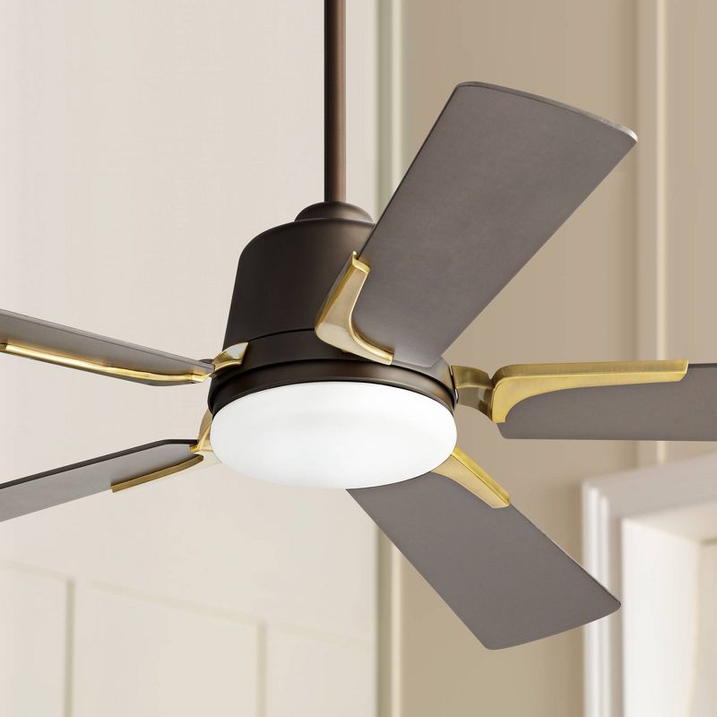 54" Casa Vieja Ceiling Fan with Light LED Dimmable Remote Bronze Soft Brass Opal Etched Glass Living Room Kitchen Bedroom Family