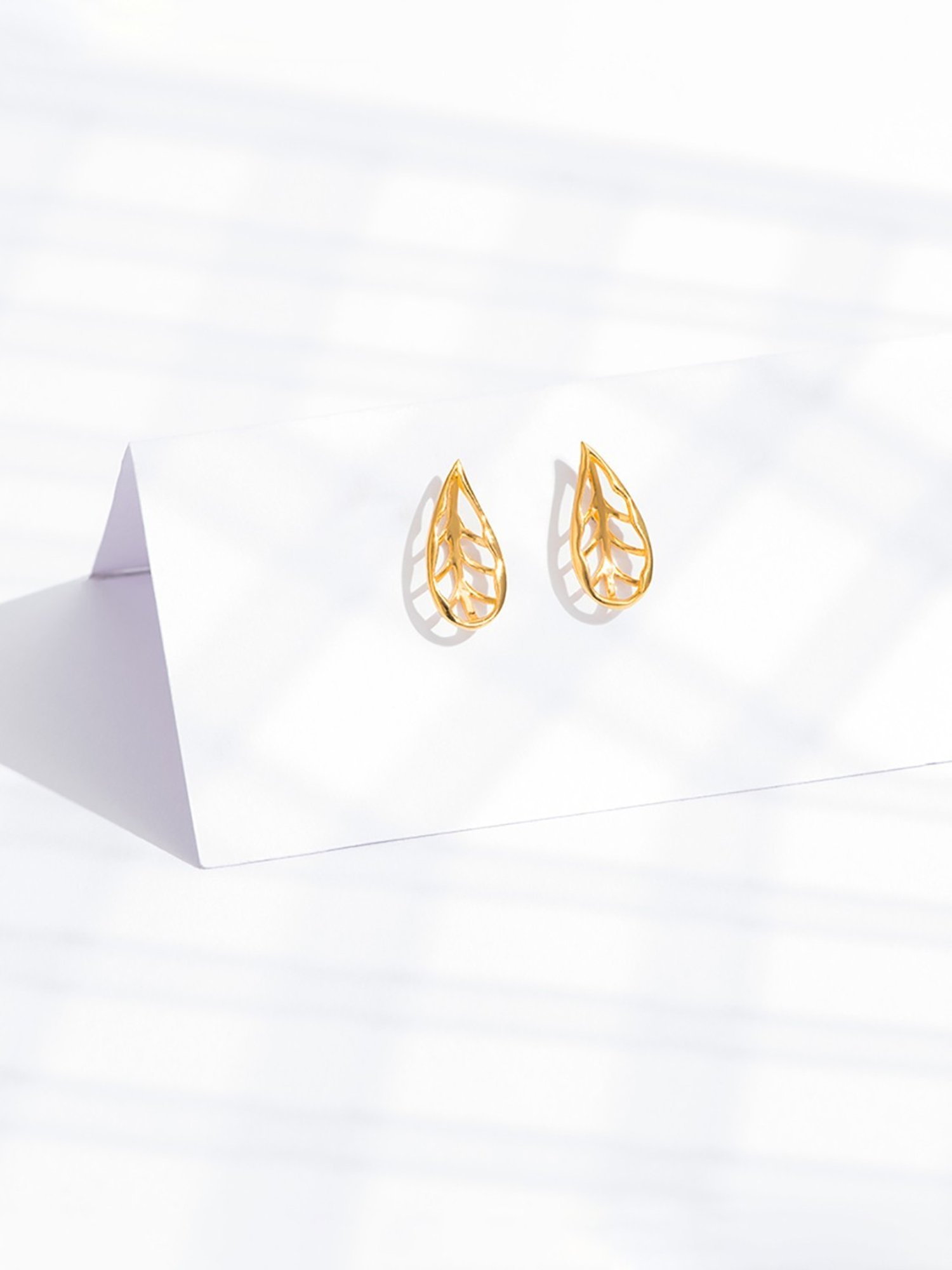 P.N.Gadgil Jewellers 22k Yellow Gold Cherished Leaf Stud Earrings