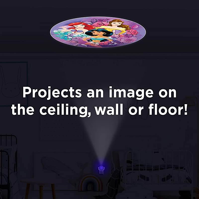 Disney Princess LED Night Light Plugin DusktoDawn Ariel Belle and Jasmine on Ceiling Floor or Wall Ideal for Girls Room Nursery Playroom Bathroom Bedroom 13230 1Image