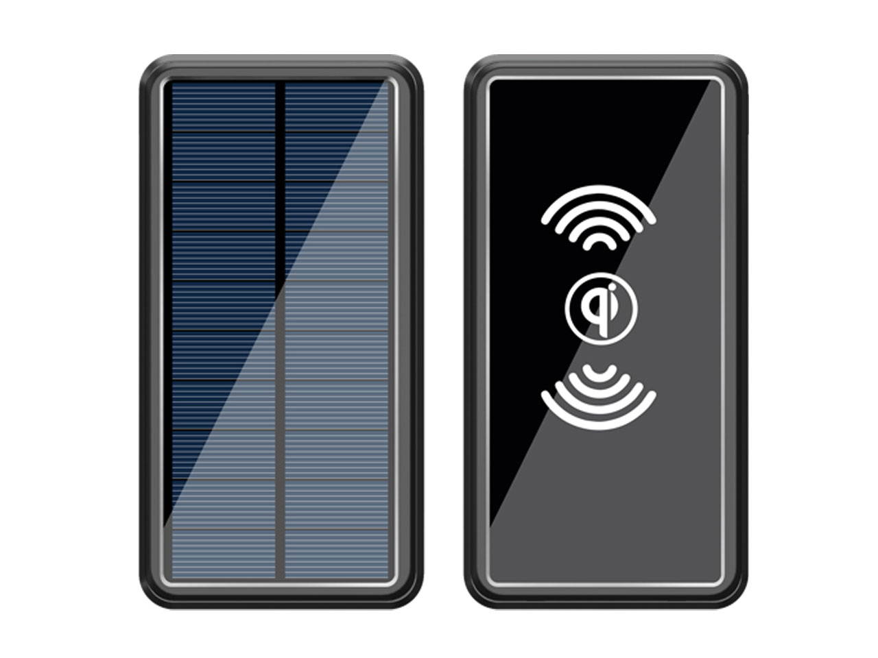 Lurkwolfer Solar Charger 30000mAh Wireless Portable Solar Power Bank External Battery Solar Phone Charger with 2.4A Fast Charging and LED Flashlights with 4 Outputs,