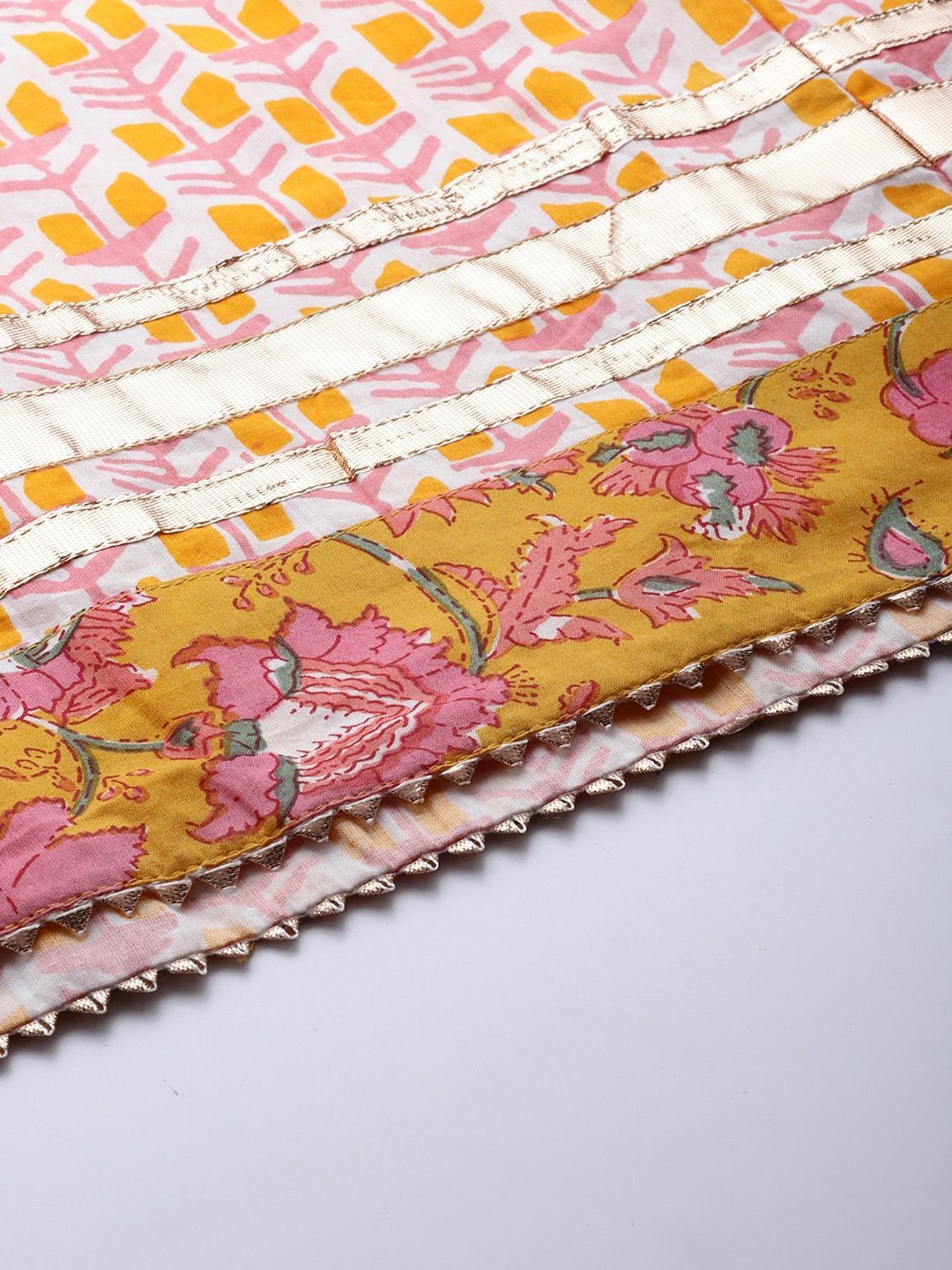 KSUT Yellow Cotton Printed Kurta Sharara Set