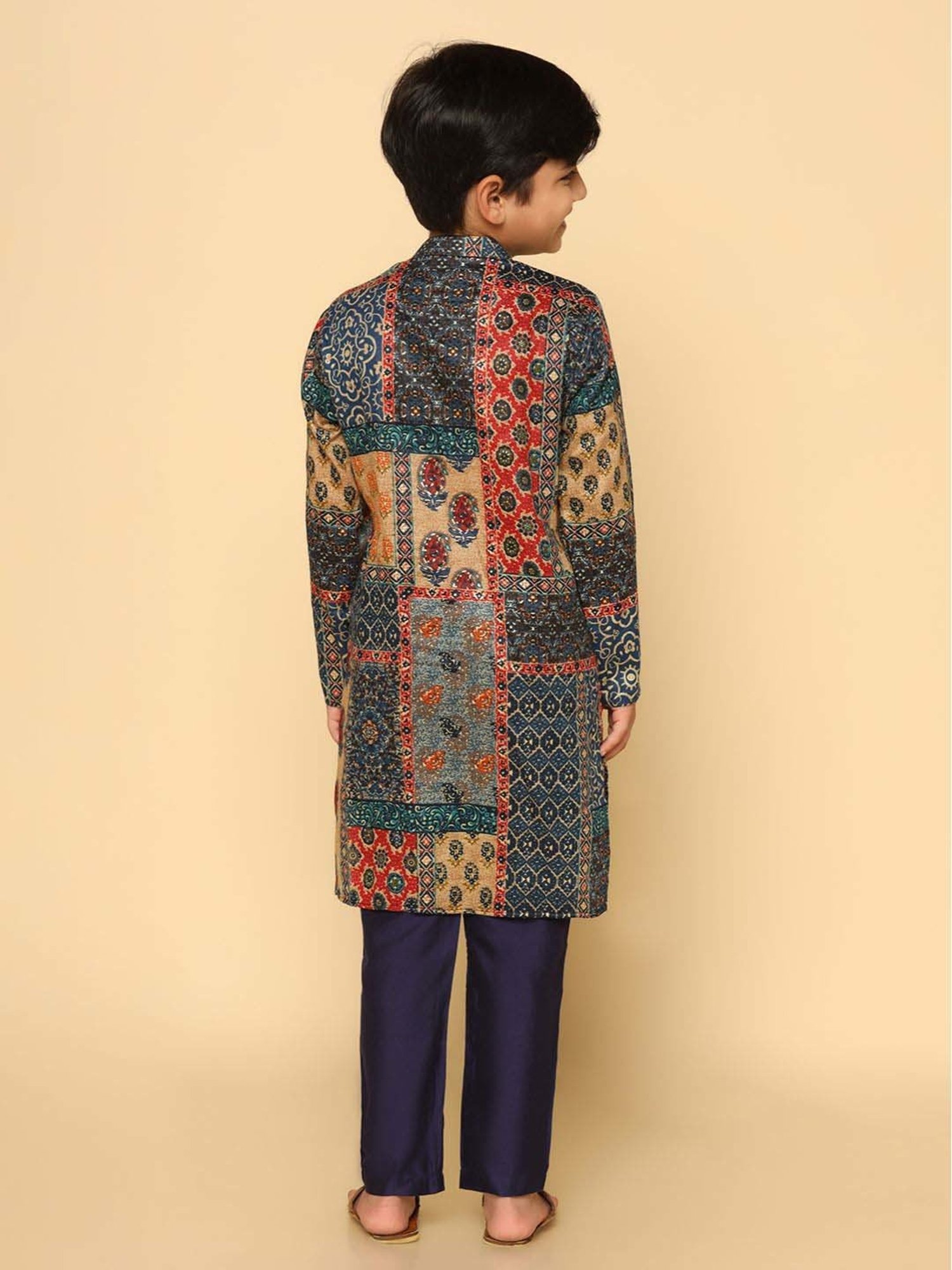 KISAH Kids Multicolor Cotton Printed Full Sleeves Kurta