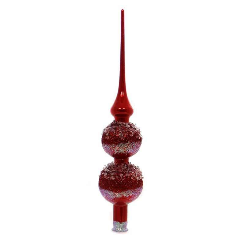 Christina's World 12.0" Red Finial With Crystals Tree Topper Christmas  -  Tree Toppers