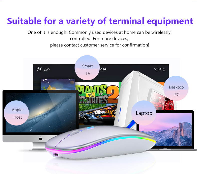 Silent LED Backlit Mice USB Optical Ergonomic Gaming Mouse Rechargeable Mouse Wireless PC Computer Mouse Gamer Mouse For Laptop