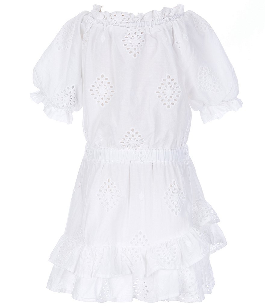 Habitual Little Girls 4-6X Puffed-Sleeve Eyelet Lace Fit-And-Flare Dress