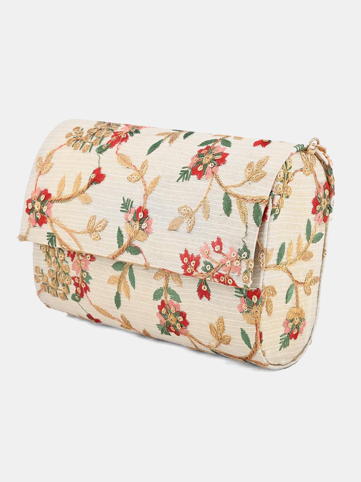 Gaurapakhi Beige Embroidered Envelope Clutch