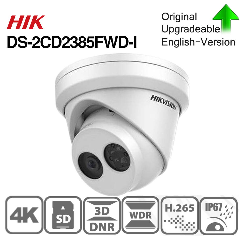 Hikvision 8MP Dome IP PoE Security Camera DS-2CD2385FWD-I 2.8MM Lens 4K UltraHD Outdoor Security POE IP Dome Camera Onvif EXIR 98ft Night Vision Turret Camera with Card Slot IP67 Waterproof, 1-Pack