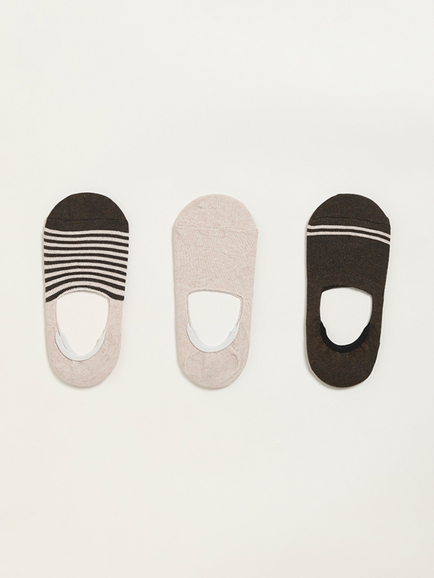 WES Lounge by Westside Brown Printed Invisible Socks - Pack of 3