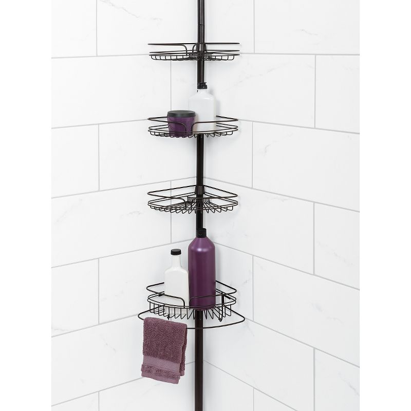 4Tier Rust Resistant Bathtub & Shower Pole Caddy Heritage Bronze - Zenna Home