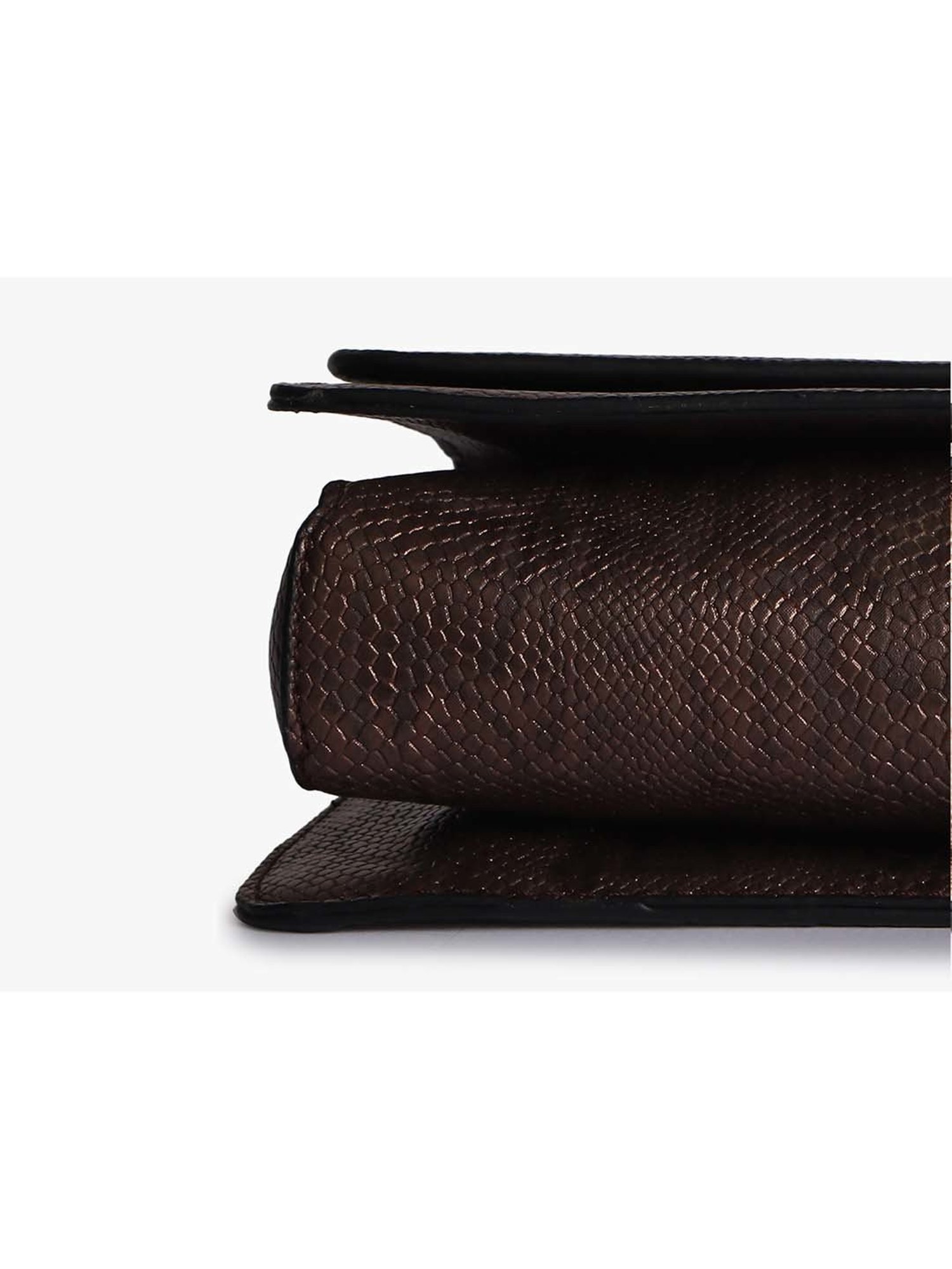 Carlton London Dark Brown Textured Medium Sling Handbag