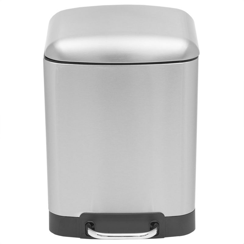 Michael Graves Design Soft Close 6 Liter Step On Stainless Steel Waste Bin, Silver