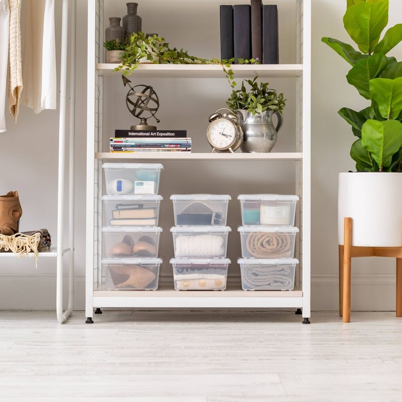 Homz 64 Quart Secured Seal Latch Extra Large Single Clear Stackable Storage Container Tote with Blue Lid for Home, Garage, or Basement (2 Pack)