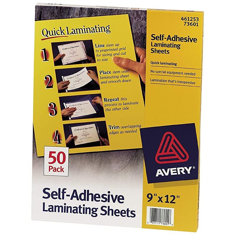 Self-Adhesive Laminating Sheets, 9 x 12 Inches, Box of 50 (73601) Pack Of 2