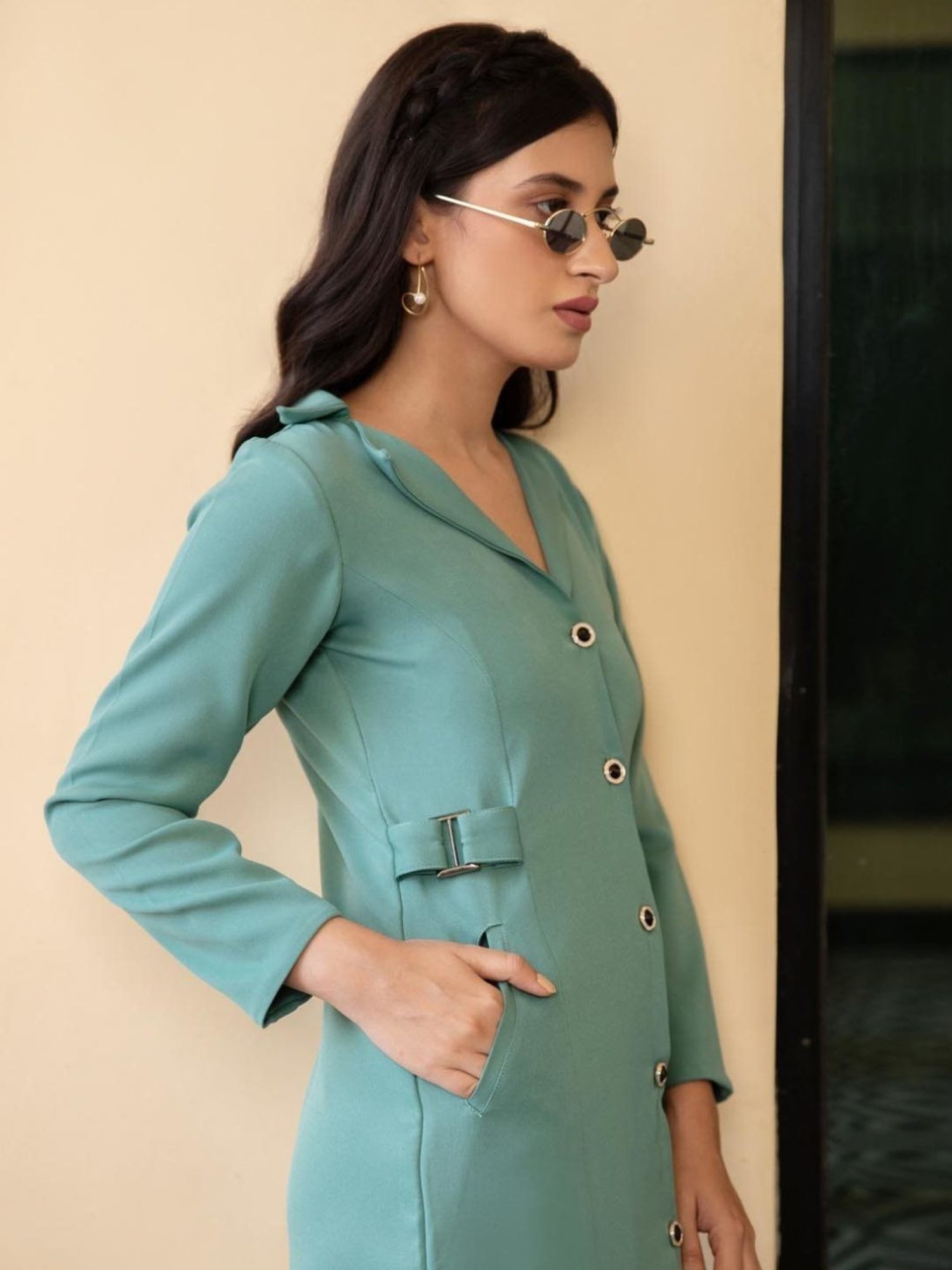 BInfinite Sage Green Shirt Dress