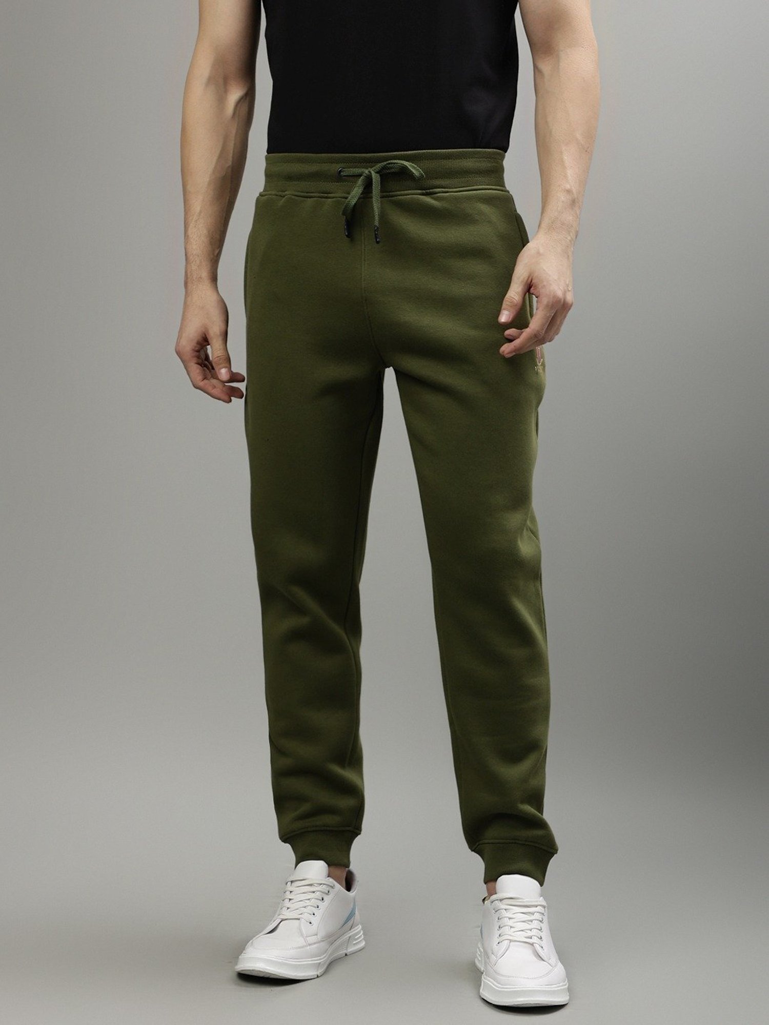 Iconic Men Solid Regular Fit Cotton Track Pants