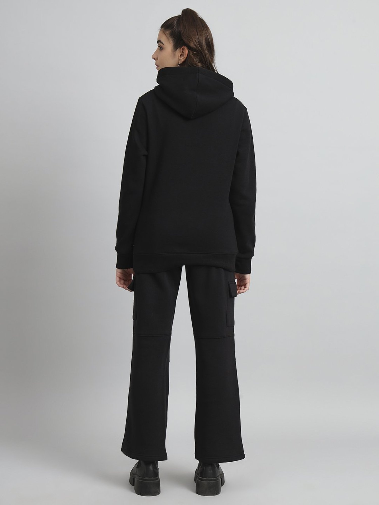 GRIFFEL Black Printed Sweatshirt Track Pants Set