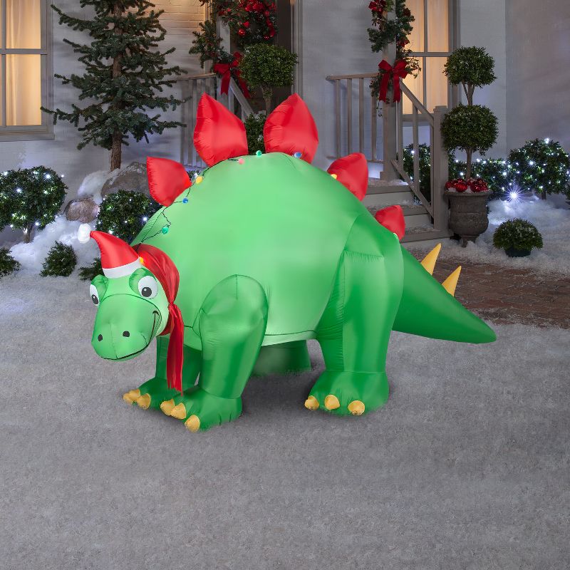 Gemmy Christmas Airblown Inflatable Mixed Media Gnome w/Curved Hat, 5 ft Tall, Multicolored