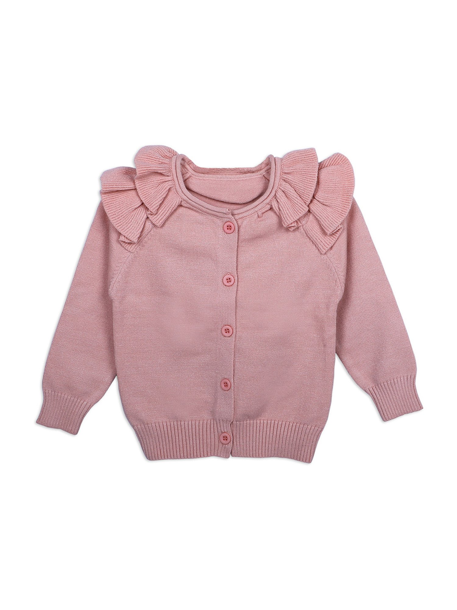 Baby Moo Kids Pink Regular Fit Full Sleeves Sweater