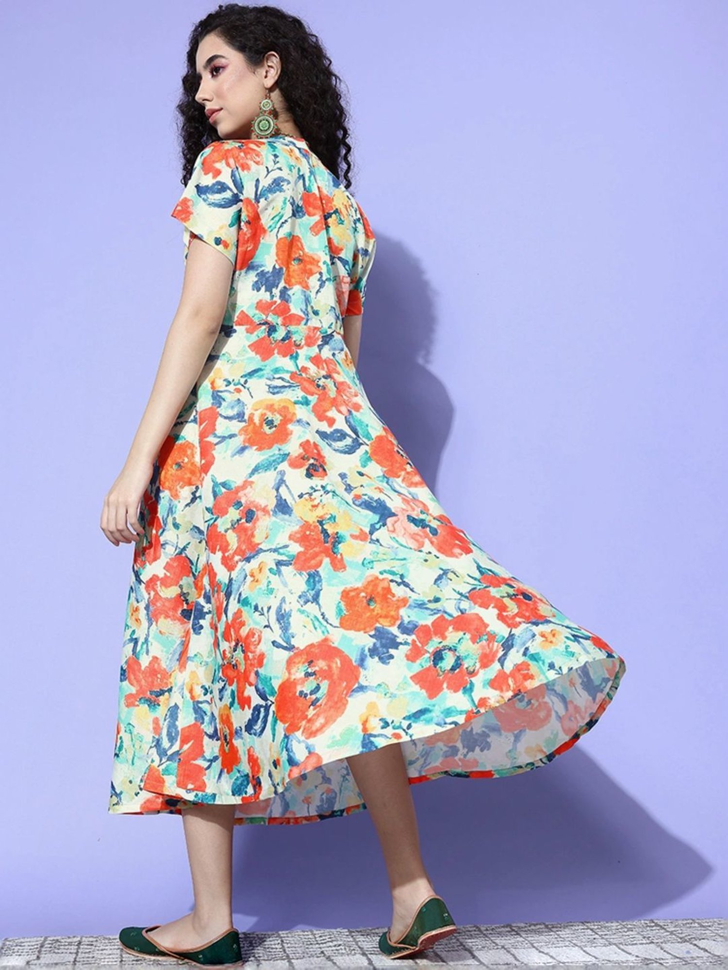 Saffron Threads Red Ethnic Dresses