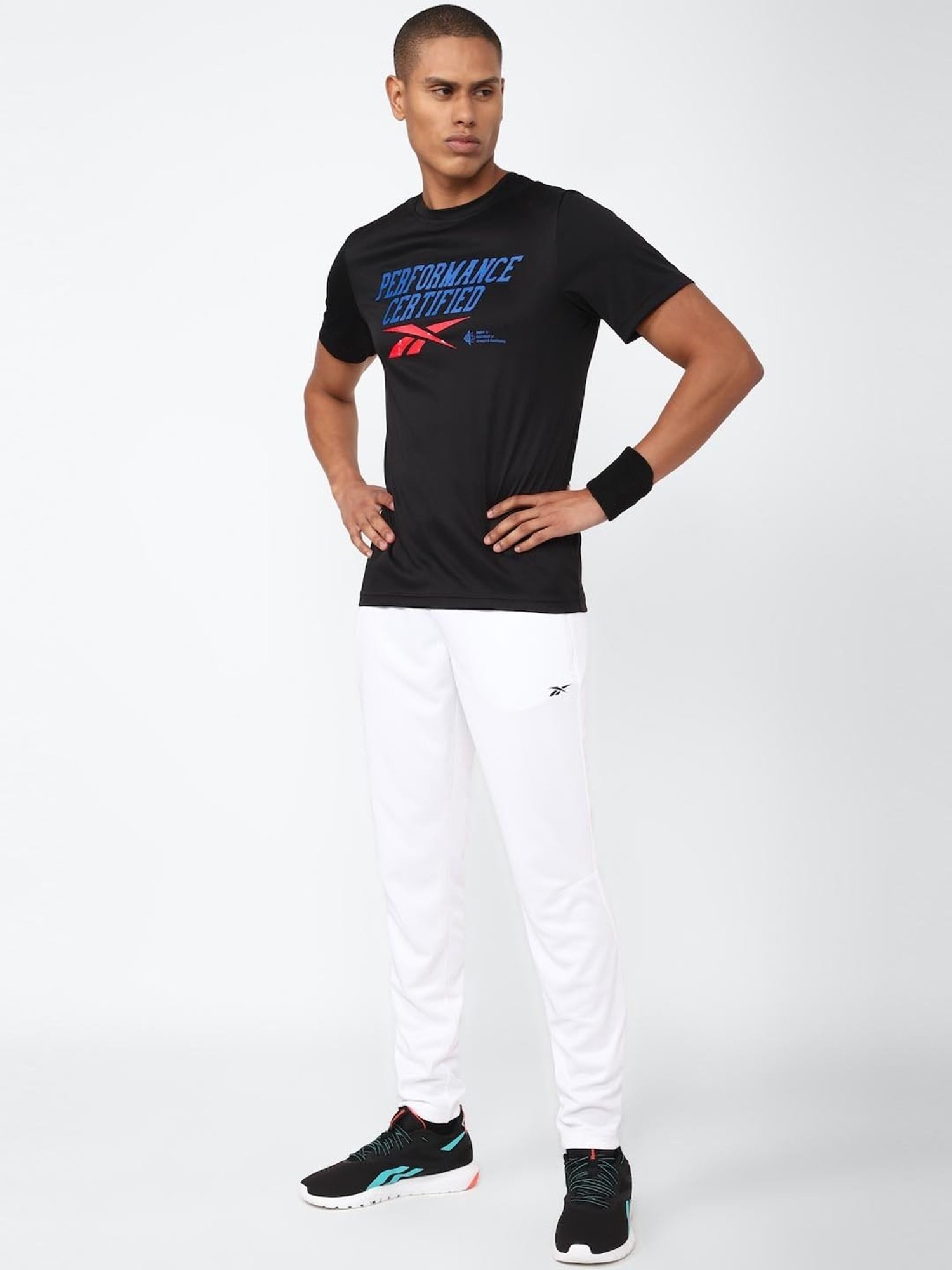 Reebok Black Regular Fit Printed T-Shirt