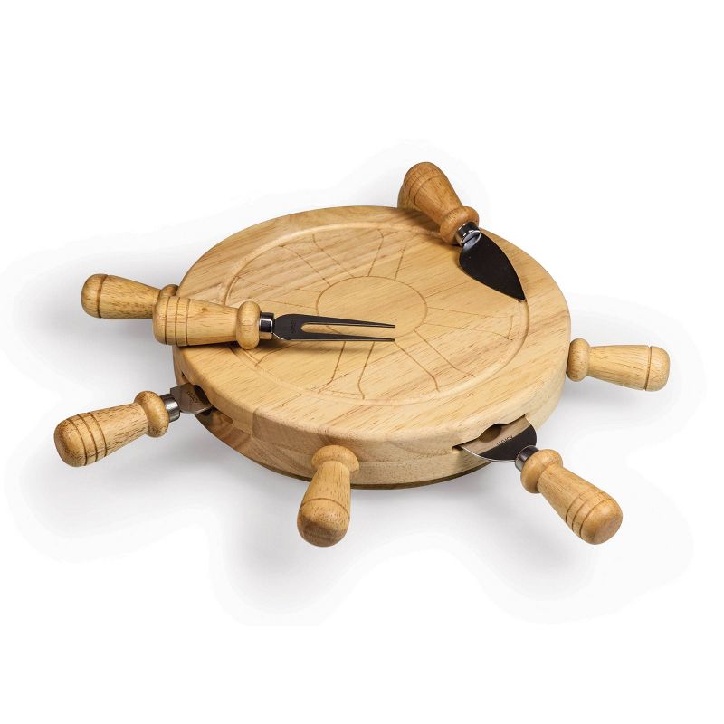 Rubberwood Ship Helm Cheese Board - Picnic Time
