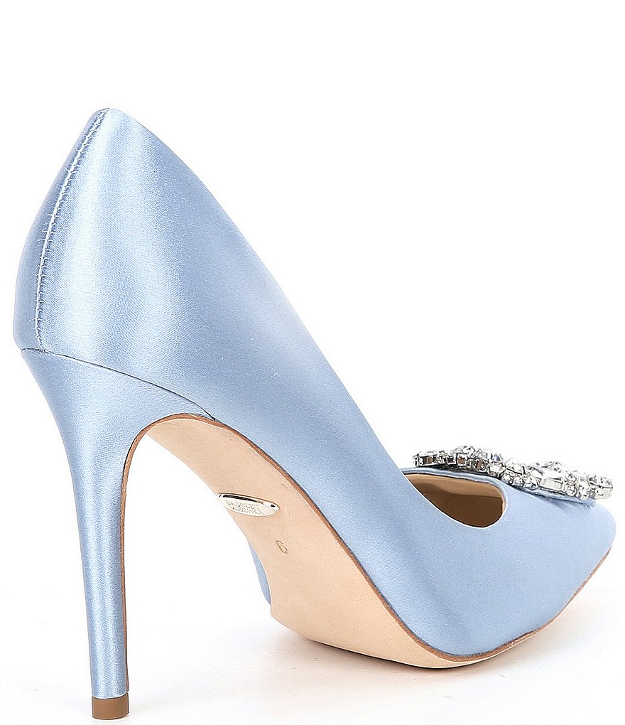 Badgley Mischka Cher Satin Brooch Embellished Stiletto Pumps