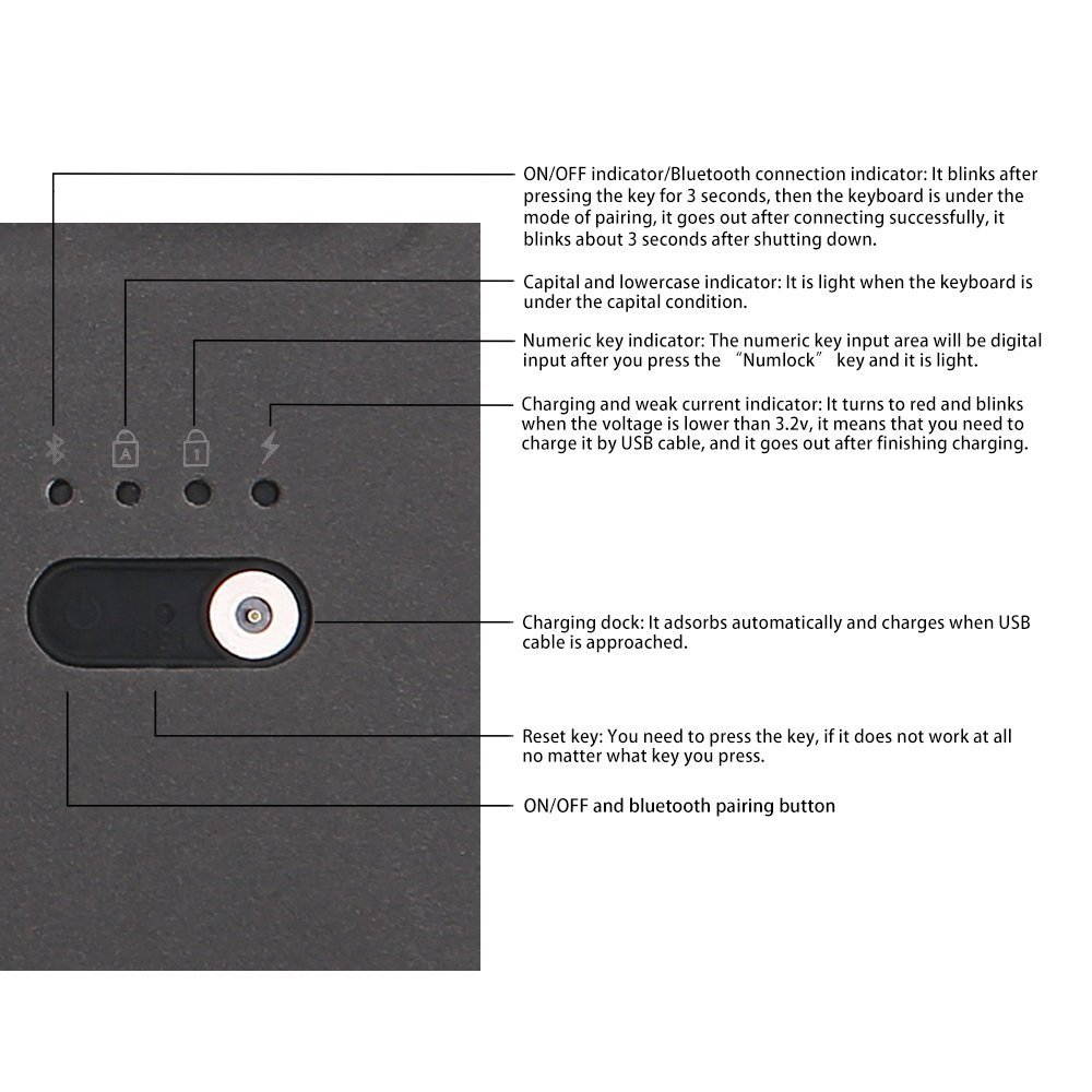 Ultra-slim Wireless Bluetooth Keyboard for Microsoft Surface Pro 4 Surface Pro 5 12.3"