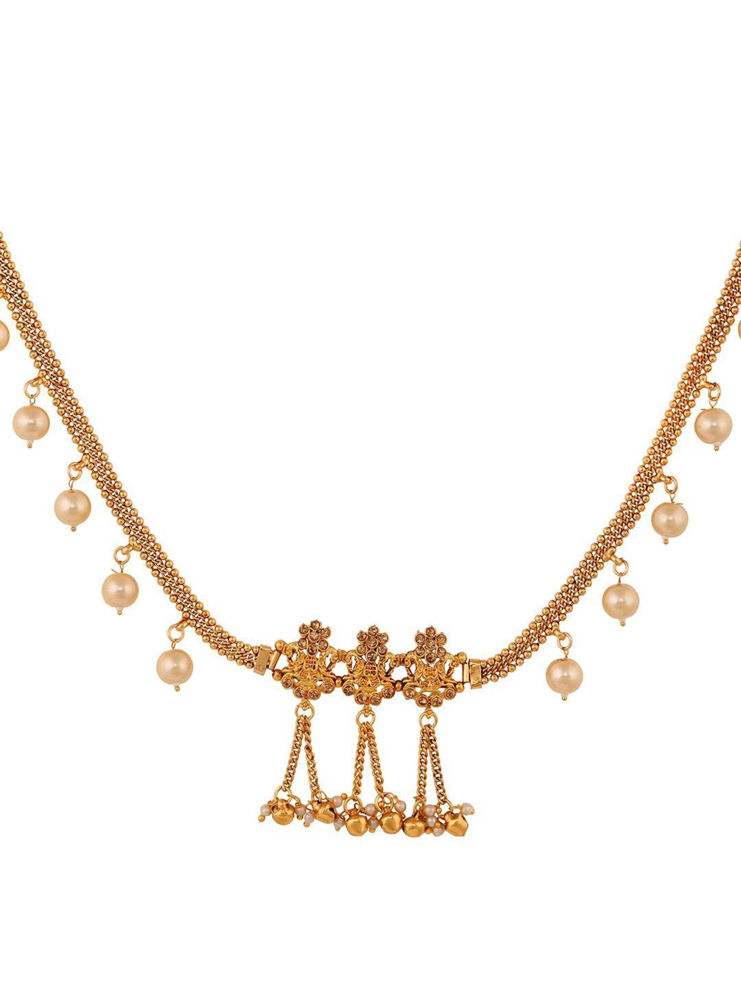 Saraf Rs Jewellery Gold Plated Kemp Stone Studded Pearl Beaded Kamarbandh