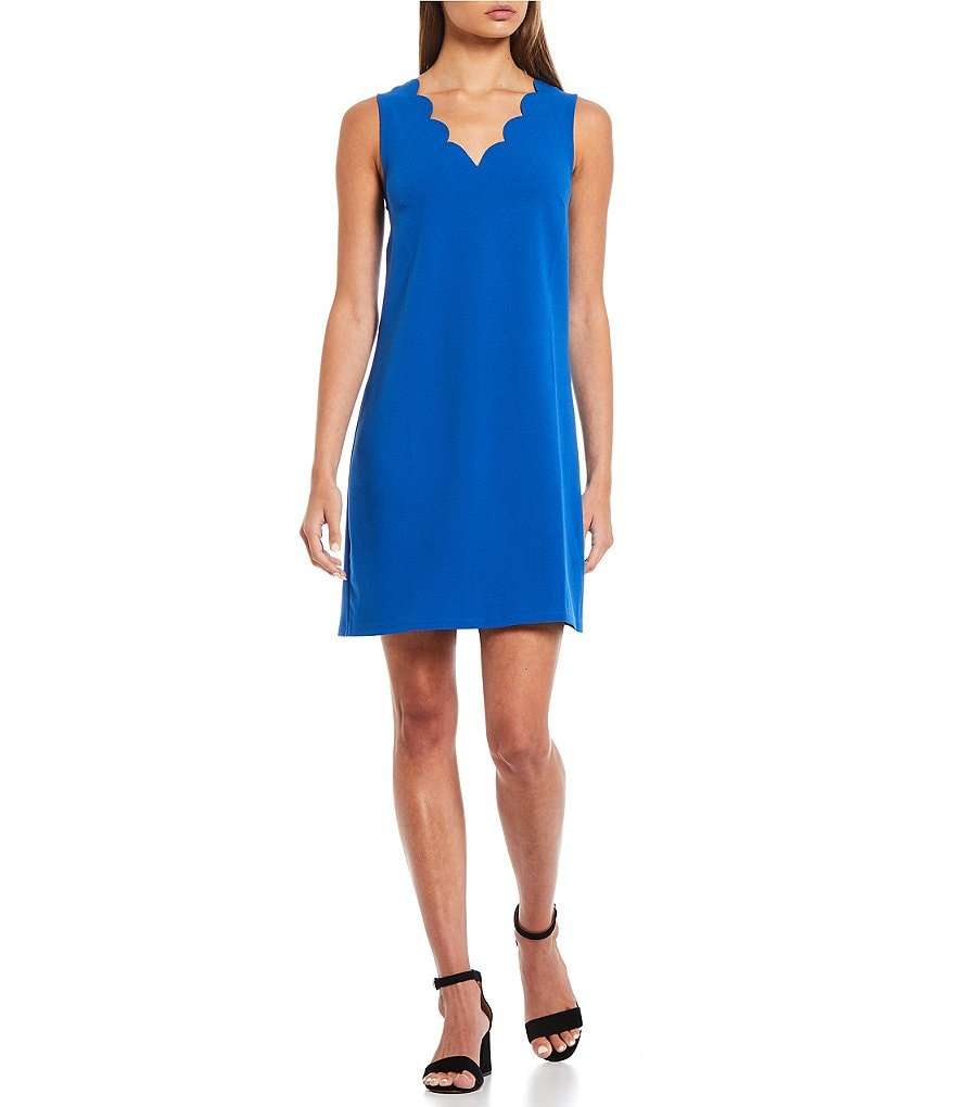 I.N. San Francisco Sleeveless Scalloped-Neck A-Line Dress