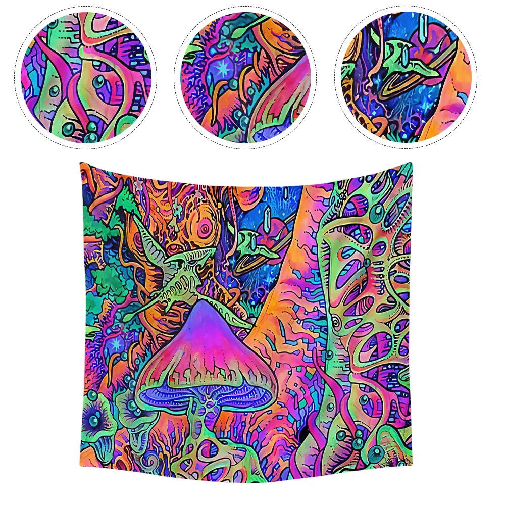 Mushroom Printed Tapestry Unique Background Cloth Hanging Cloth Decoration